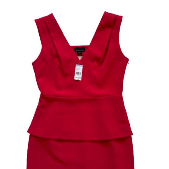 Metaphor Dress Tango Red Peplum Cut Out V-Neck Sleeveless Sheath Size 6 NEW - Picture 9 of 12